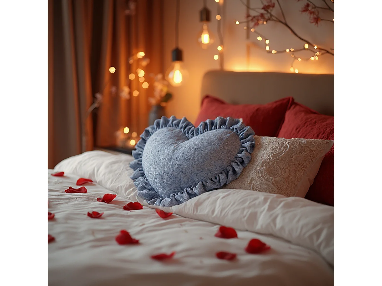 Coussin décoratif Sweetheart 50x42 cm Bleu gris Le cœur