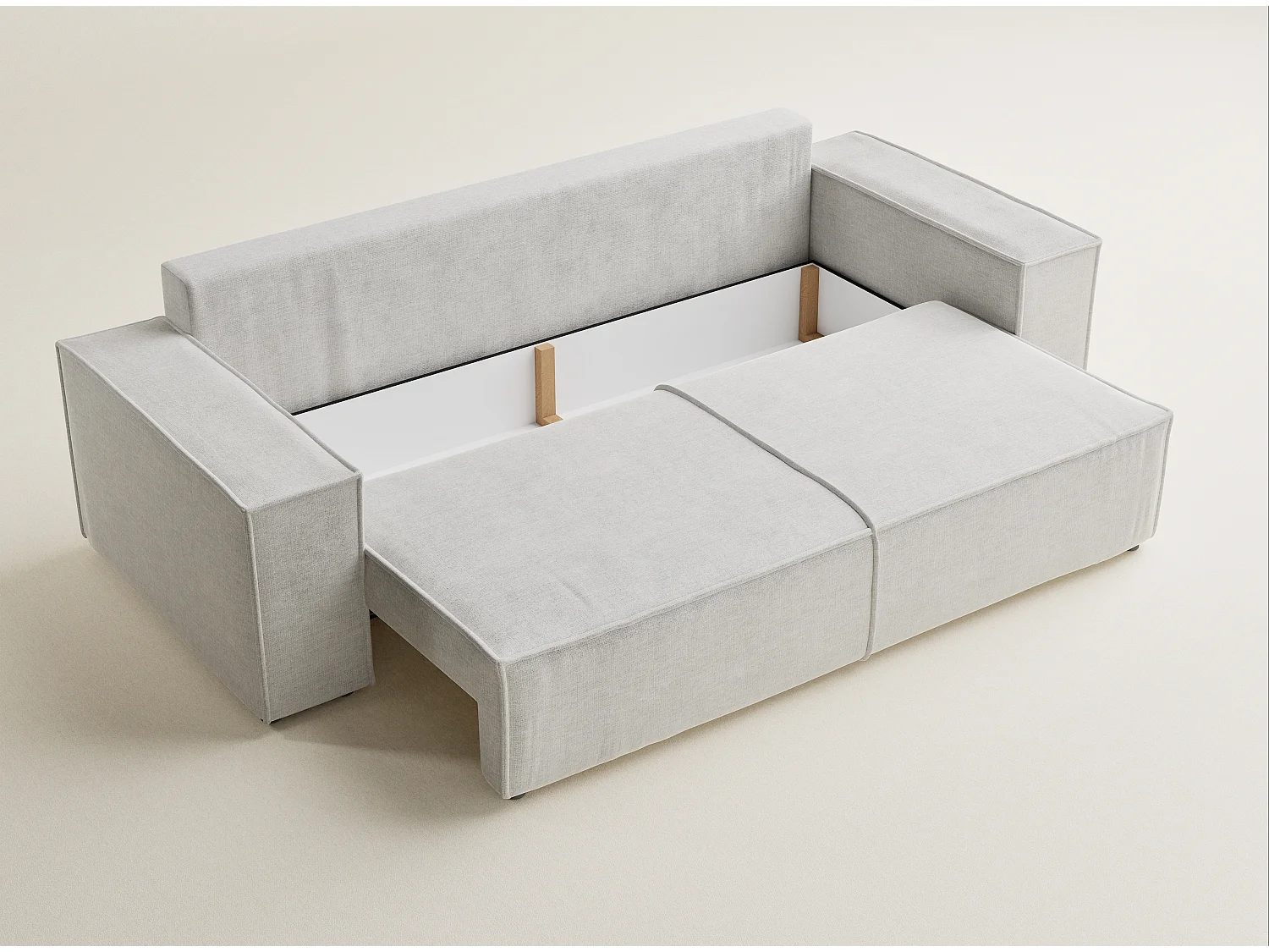 Canapé 3 places convertible en tissu chenille beige gris MILOS