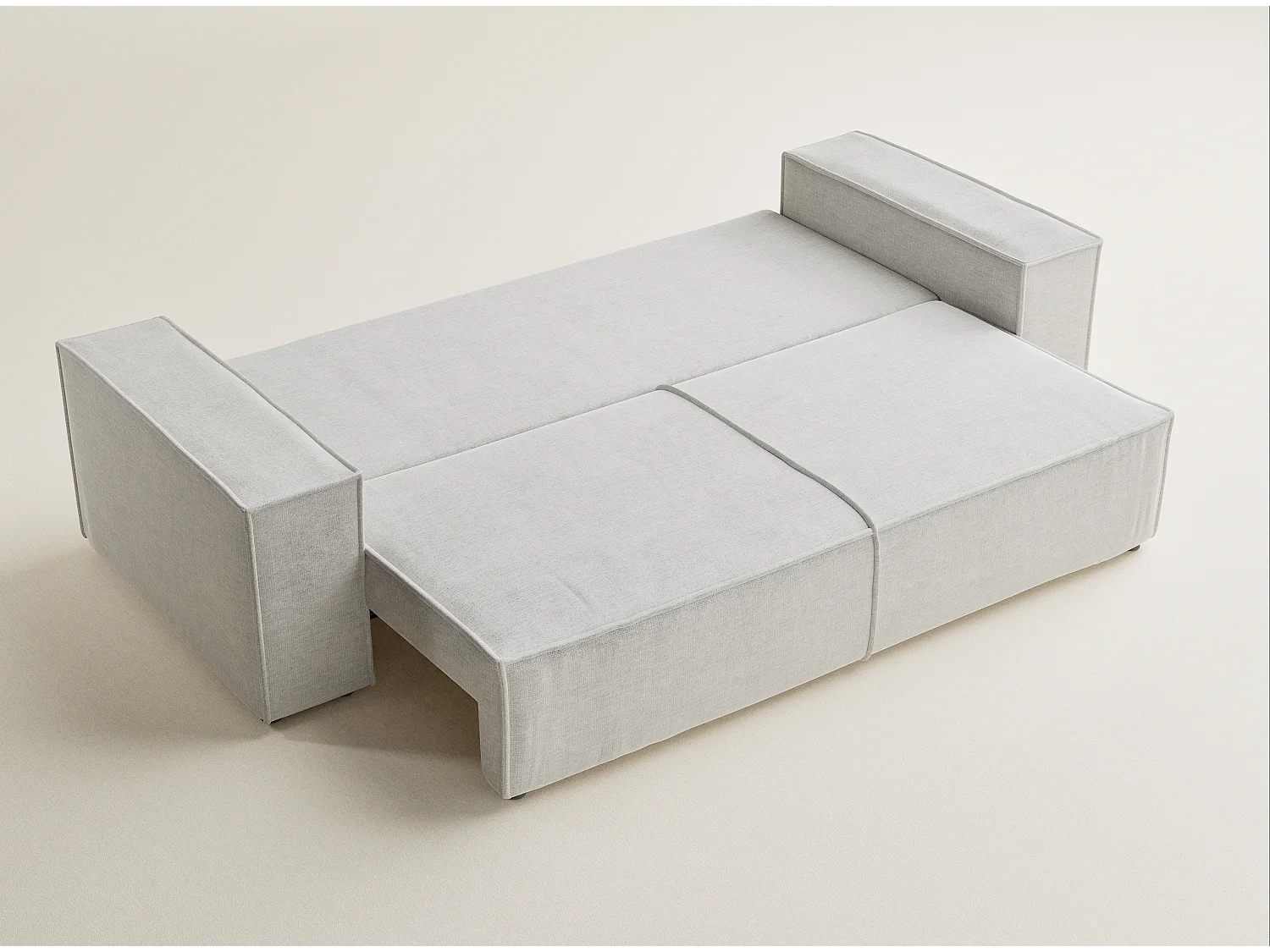 Canapé 3 places convertible en tissu chenille beige gris MILOS