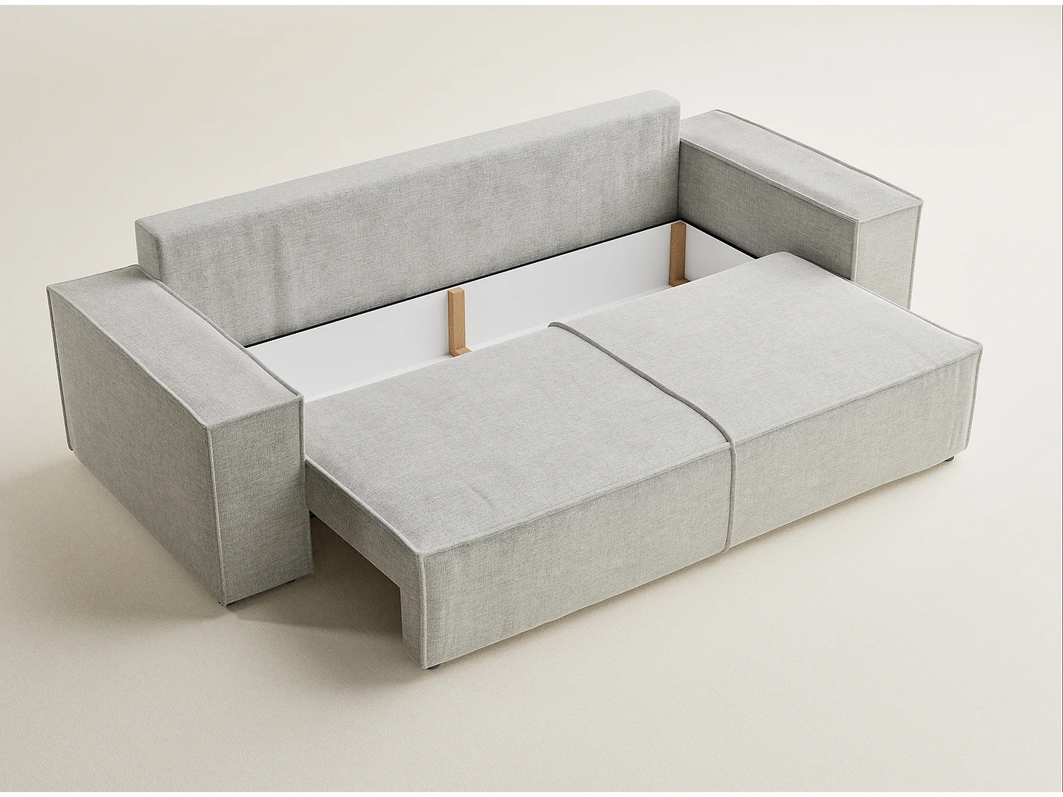 Canapé 3 places convertible en tissu chenille gris MILOS