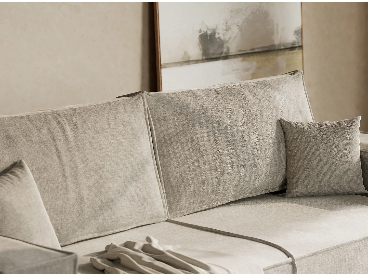Canapé 3 places convertible en tissu chenille gris MILOS