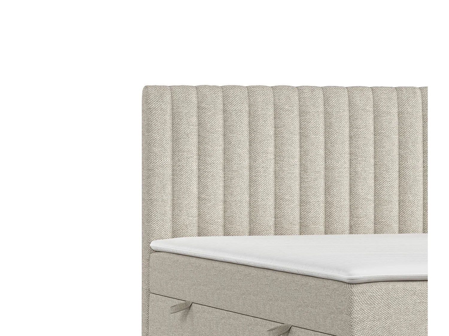 Set compleet bed met hoofdbord + opbergruimte + matrasse + dekmatrasse - 140x200 cm - geweven stof - beige - SPENCER