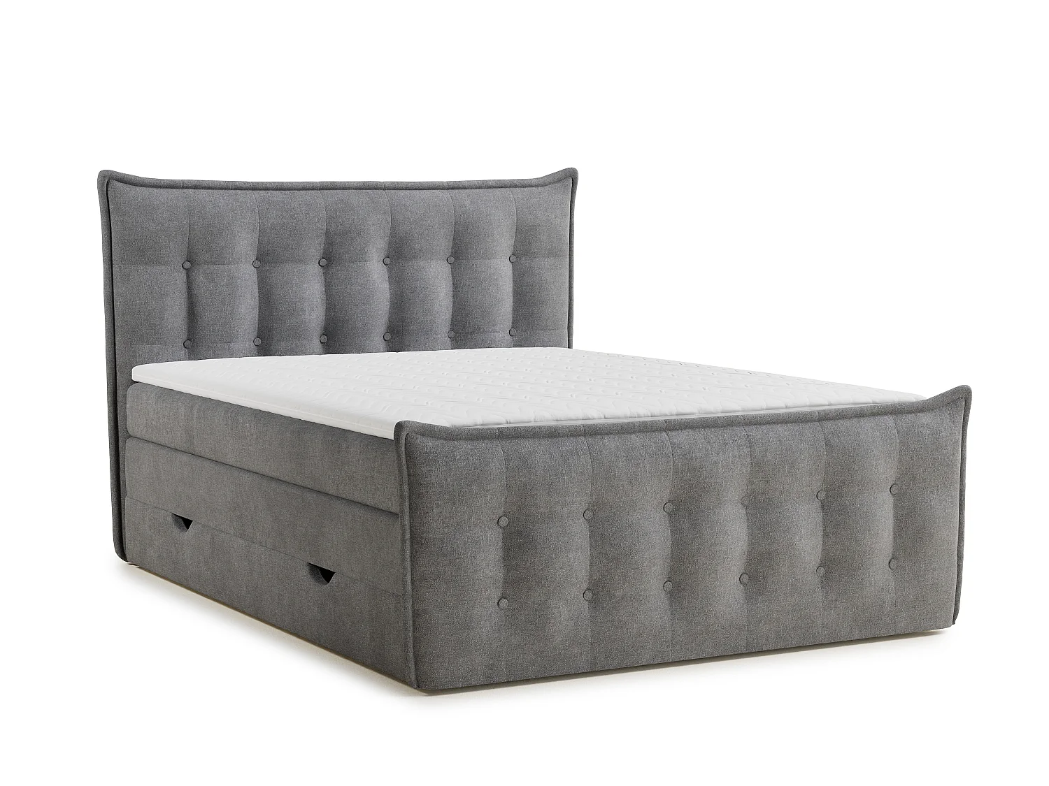 Boxspringbed met hoofdbord + matras + dekmatras - 160x200 cm - grijs - FATU