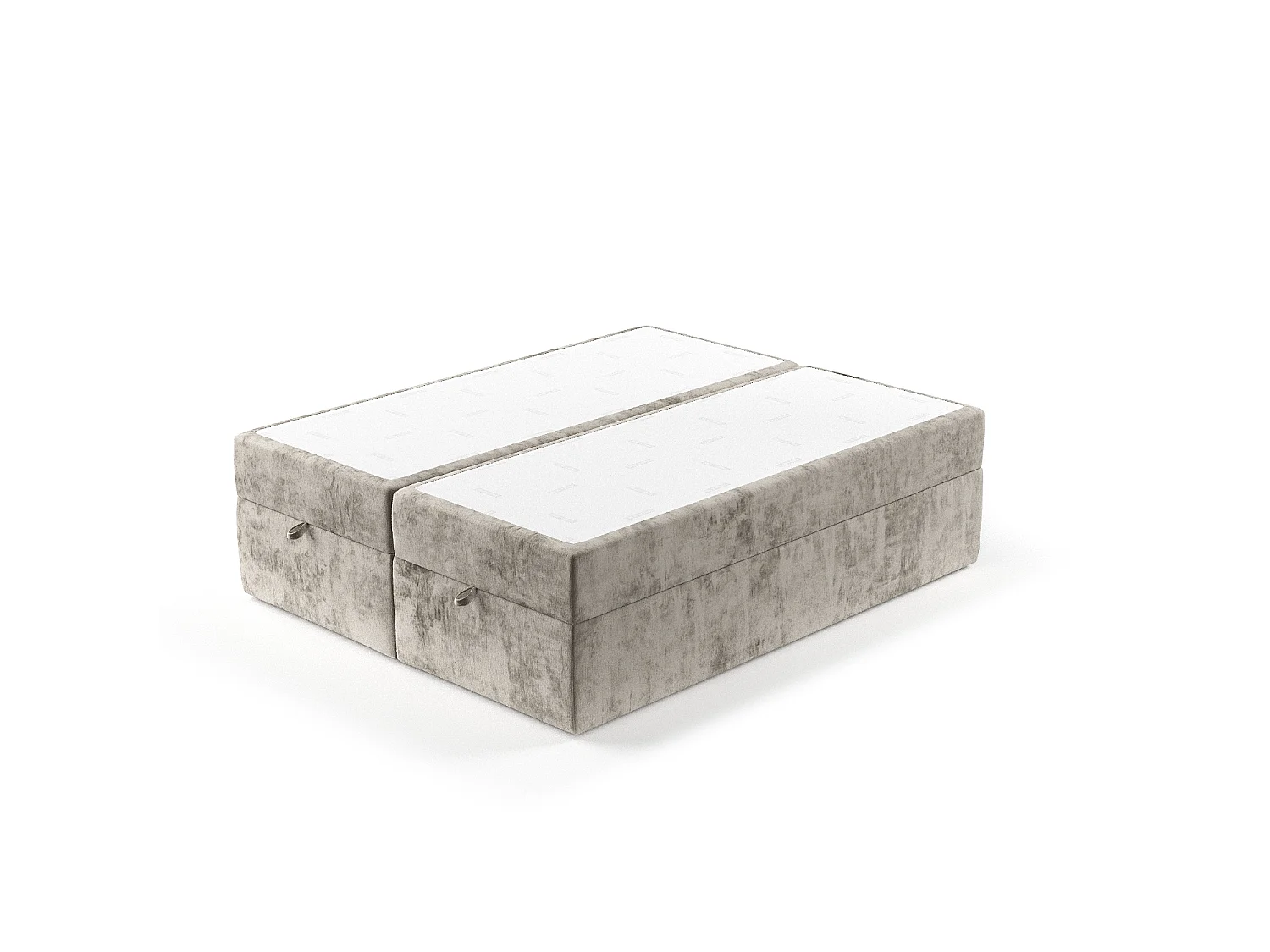 Lit à sommier et coffre de rangement FREJA - matelas - surmatelas - 200x200 cm - beige