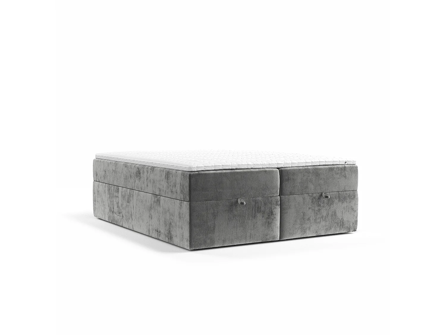 Lit à sommier et coffre de rangement FREJA - matelas - surmatelas - 180x200 cm - gris