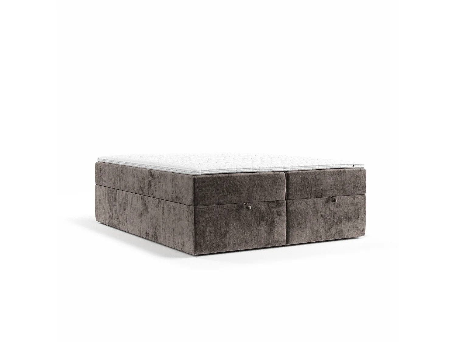 Lit à sommier et coffre de rangement FREJA - matelas - surmatelas - 160x200 cm - brun