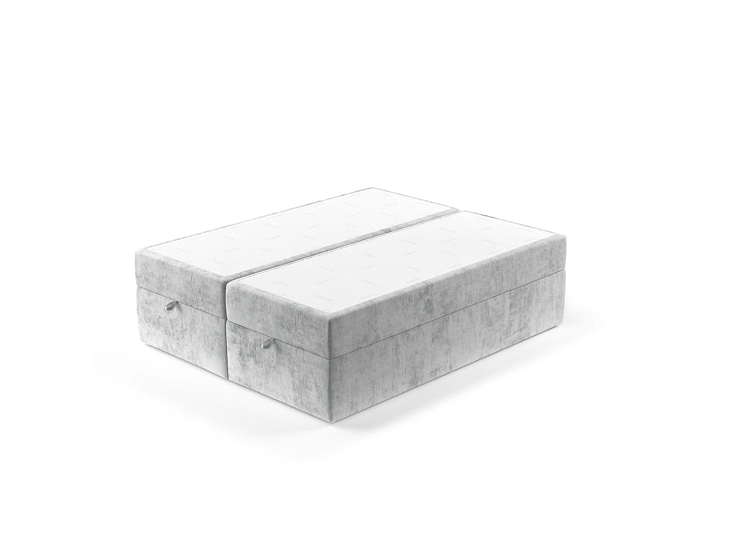 Lit à sommier et coffre de rangement FREJA - matelas - surmatelas - 200x200 cm - gris clair