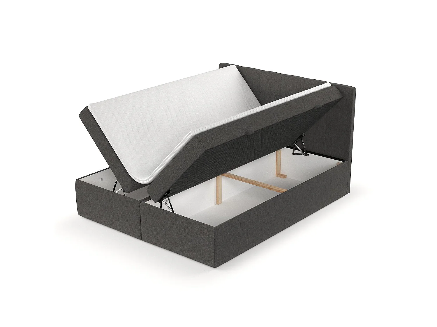 Lit boxspring avec rangement TARI - matelas - surmatelas - 180x200 cm - graphite