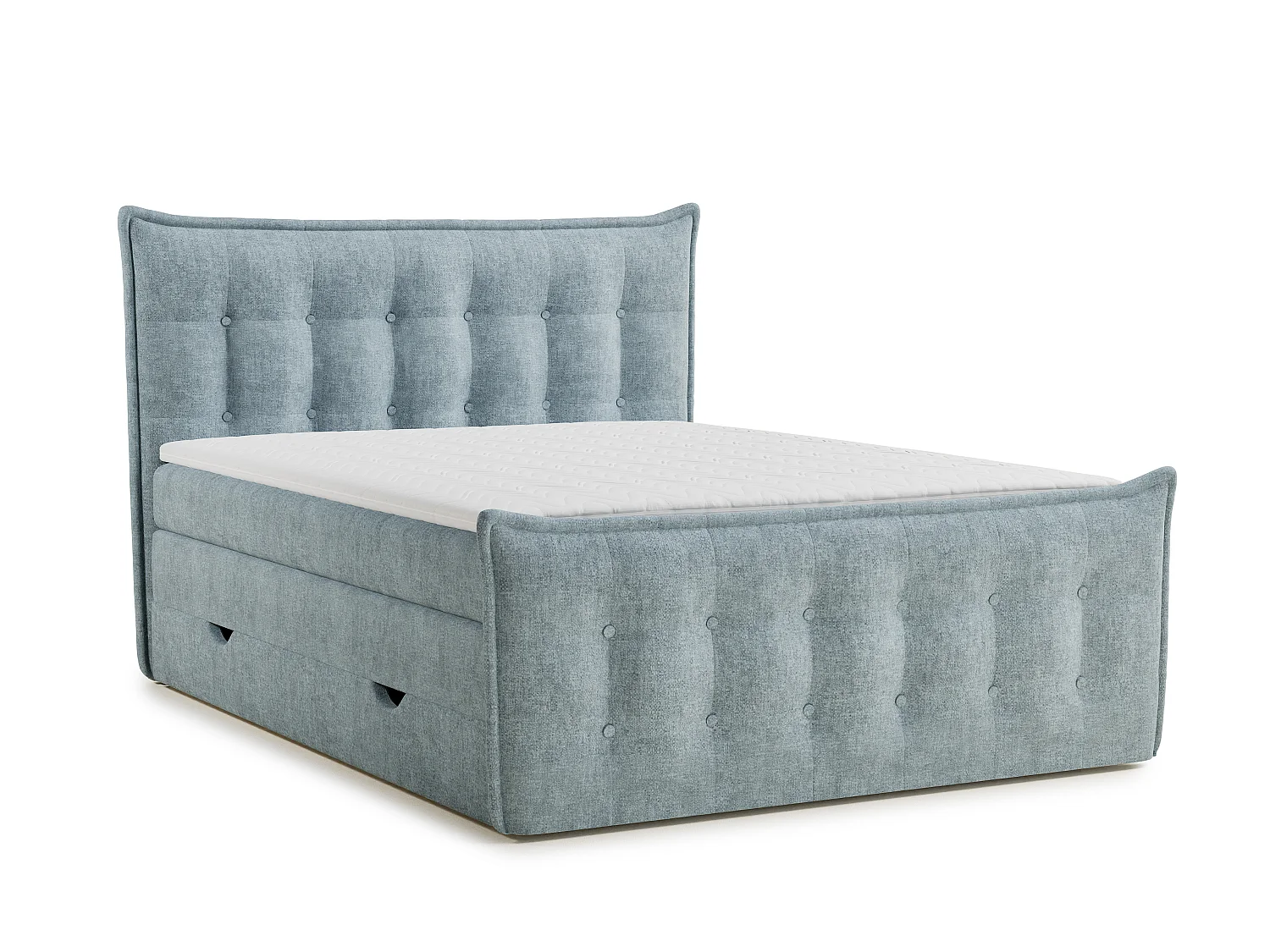 Boxspringbed met hoofdbord + matras + dekmatras - 180x200 cm - lichtblauw - FATU