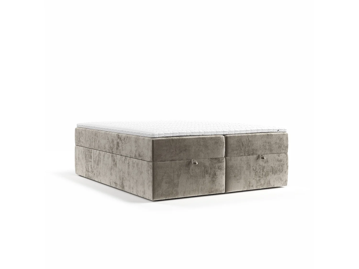 Lit à sommier et coffre de rangement FREJA - matelas - surmatelas - 140x200 cm - beige