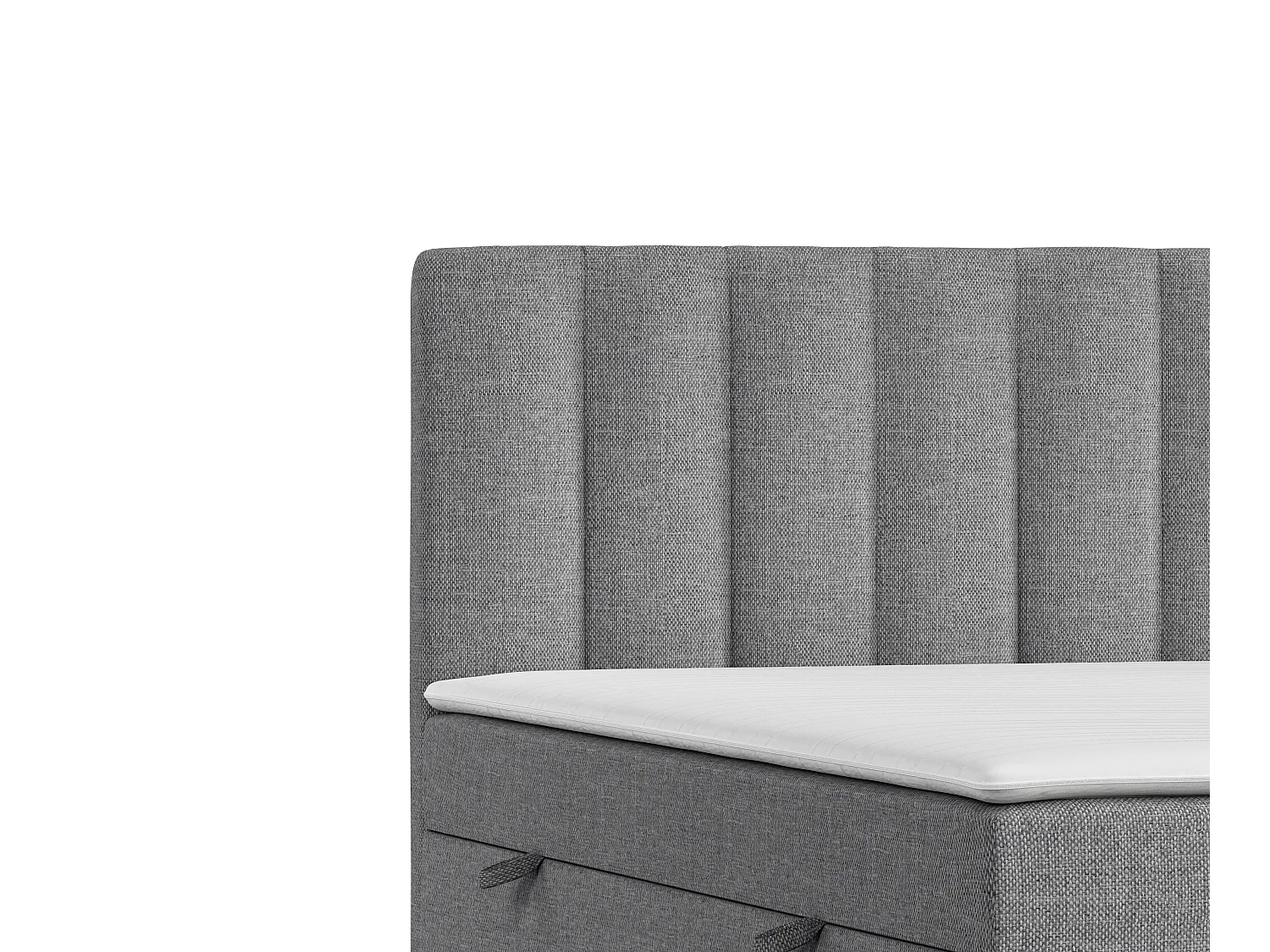 Set compleet bed met hoofdbord + opbergruimte + matrasse + dekmatrasse - 140x200 cm - chenille stof - grijs - NOVENTO