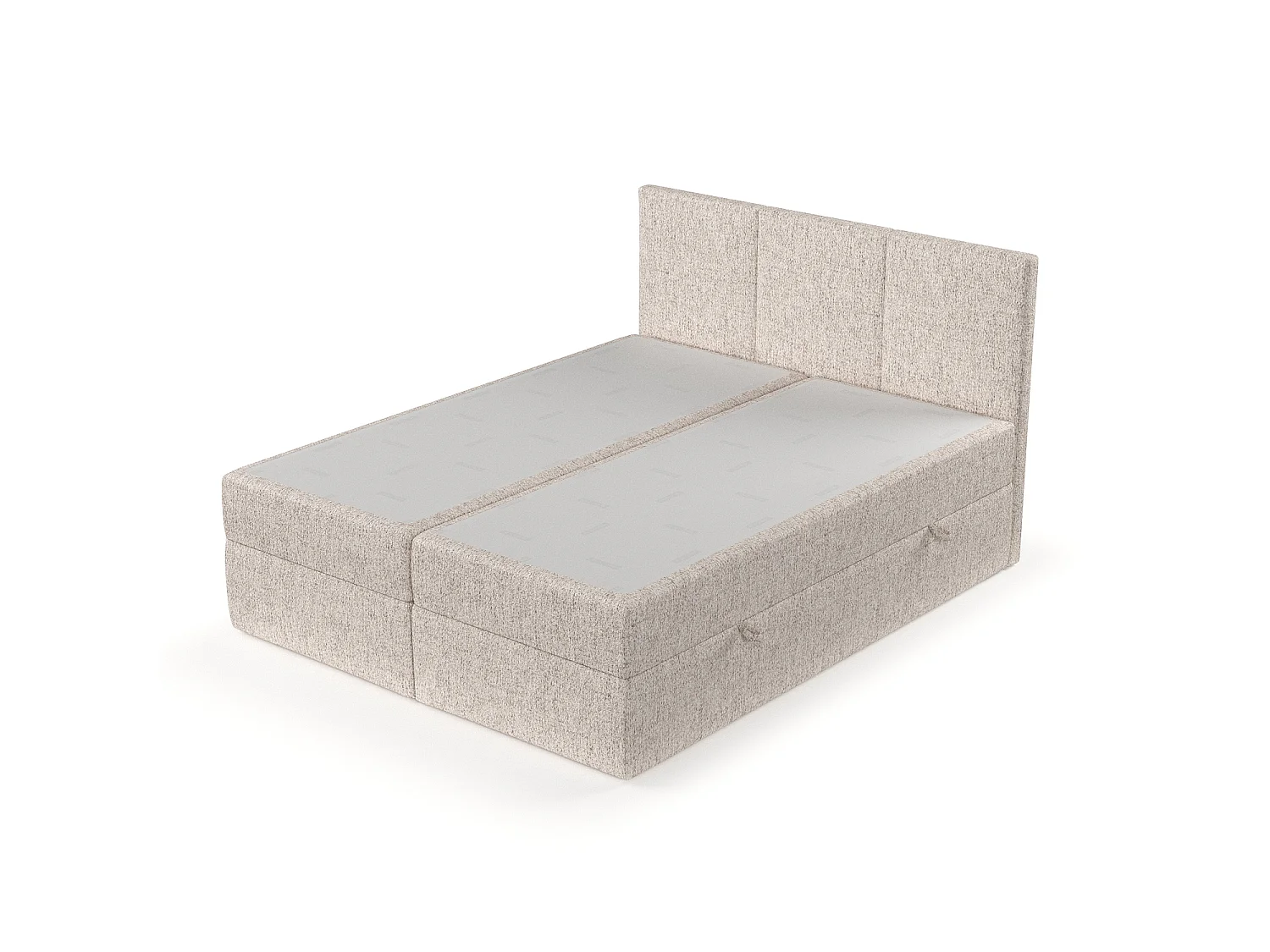 Set compleet bed met hoofdbord + opbergruimte + matrasse + dekmatrasse - 180 x 200 cm - Geweven stof - Lichtbruin - JONAH