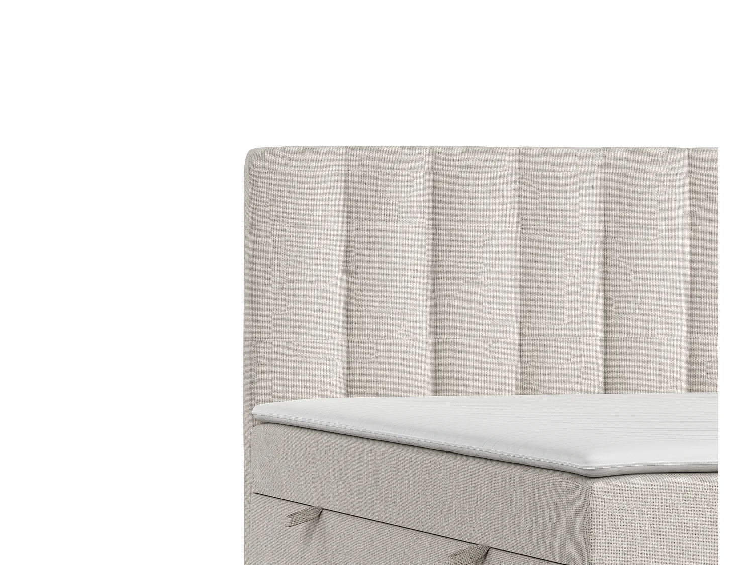 Set compleet bed met hoofdbord + opbergruimte + matrasse + dekmatrasse - 140x200 cm - chenille stof - beige - NOVENTO