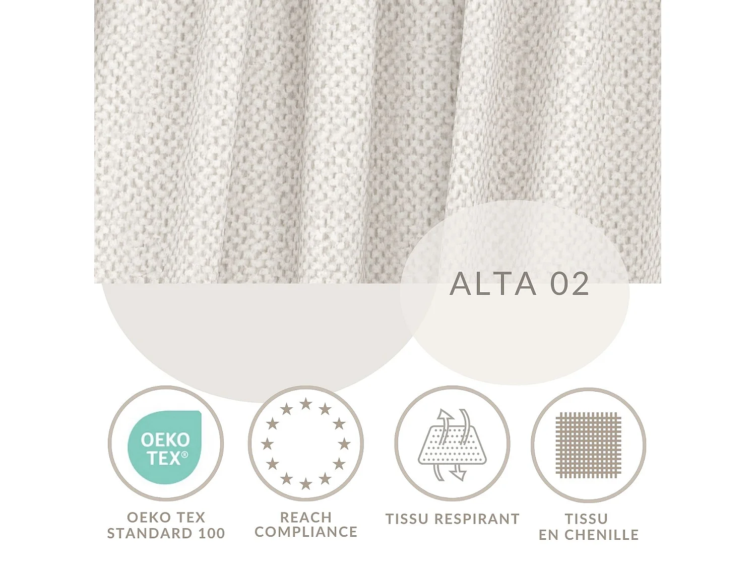 Set compleet bed met hoofdbord + opbergruimte + matrasse + dekmatrasse - 140x200 cm - chenille stof - beige - NOVENTO