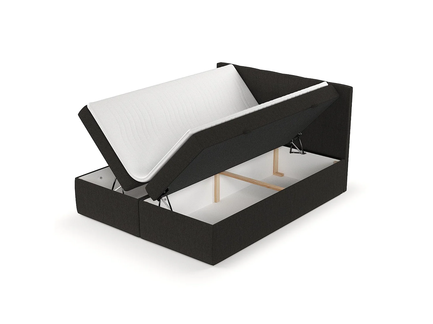 Lit boxspring avec rangement TARI - matelas - surmatelas - 140x200 cm - noir