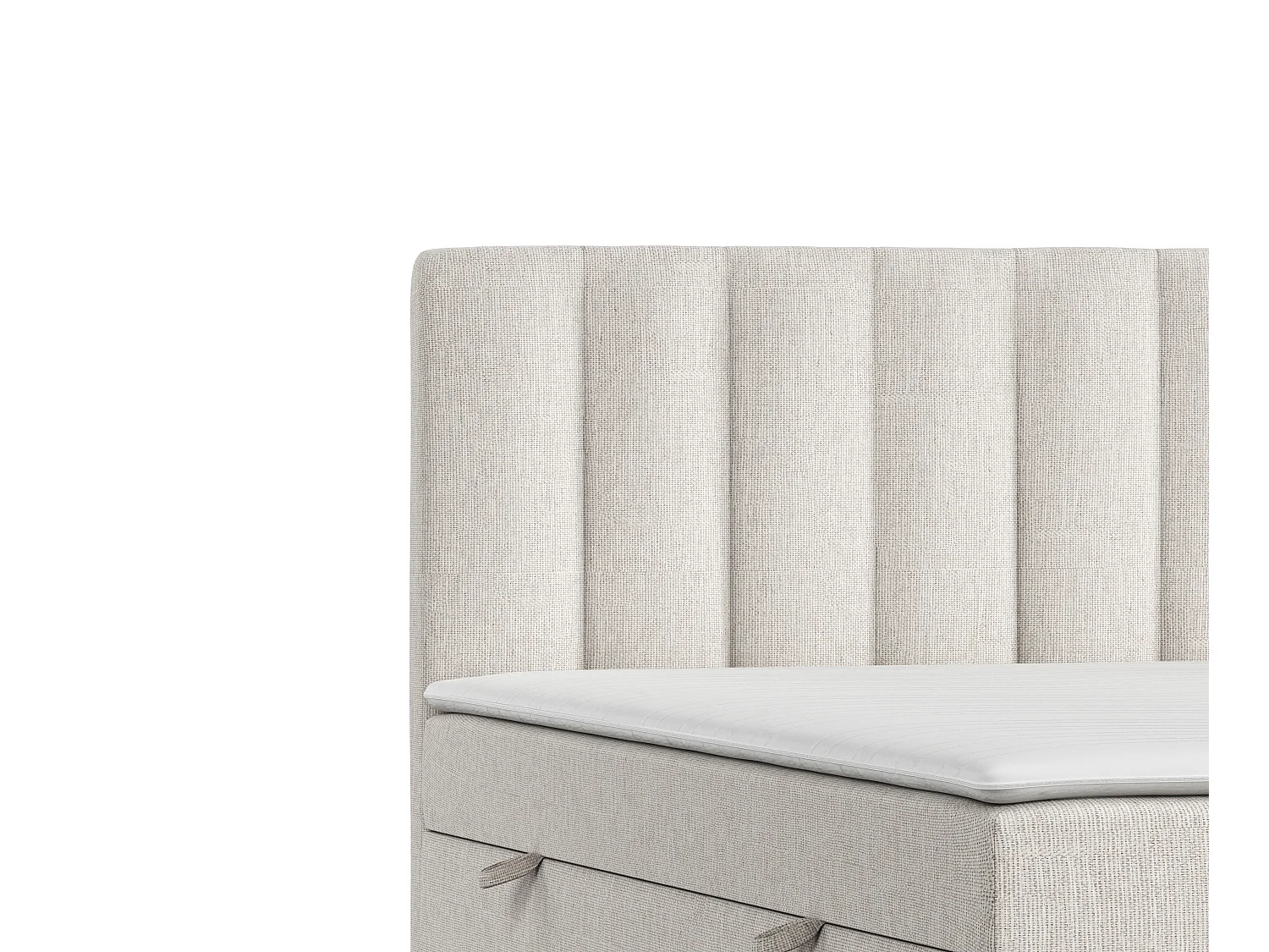 Set compleet bed met hoofdbord + opbergruimte + matrasse + dekmatrasse - 140x200 cm - chenille stof - creme - NOVENTO