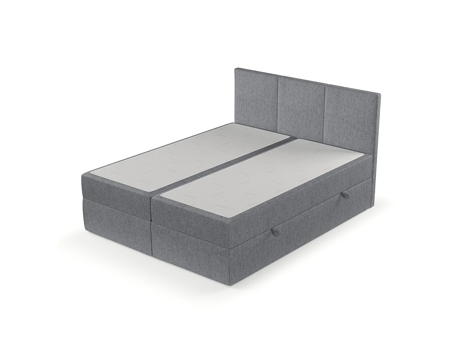 Set compleet bed met hoofdbord + opbergruimte + matrasse + dekmatrasse - 120 x 200 cm - Geweven stof - Grijs - JONAH