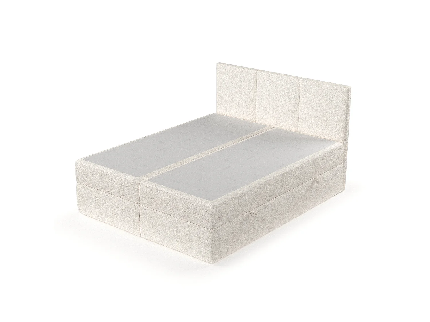 Set compleet bed met hoofdbord + opbergruimte + matrasse + dekmatrasse - 160 x 200 cm - Geweven stof - Creme - JONAH