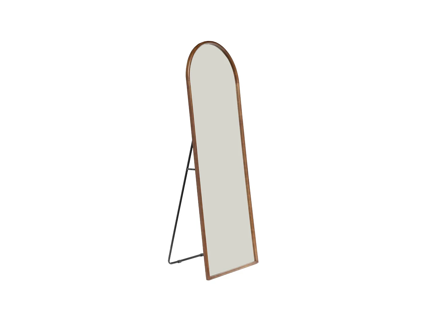 Espejo de arco de pie de madera de hevea con base de acero, 170cm