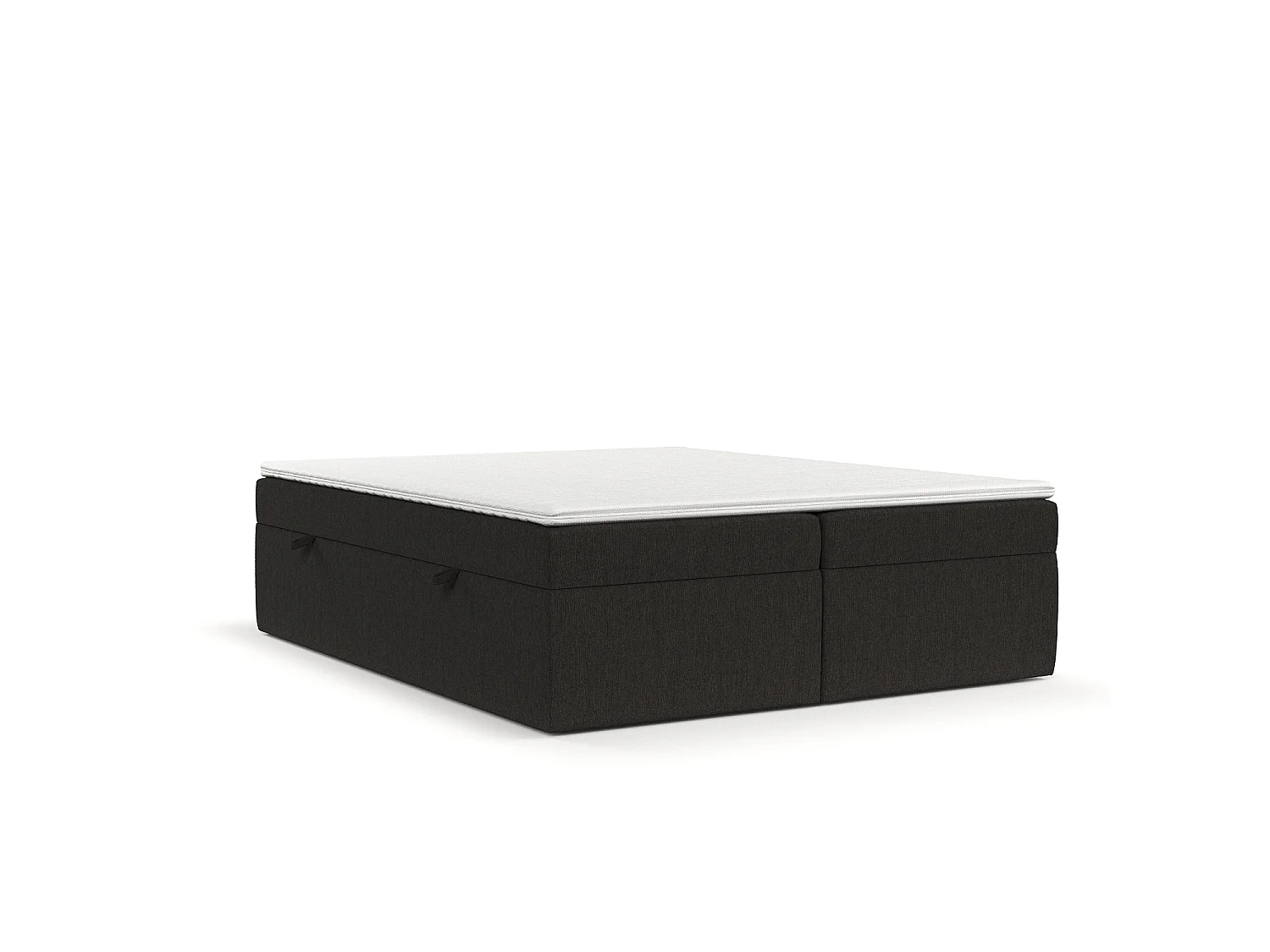 Set compleet bed + opbergruimte + matrasse + dekmatrasse - 160x200 cm - geweven stof - zwart - LENNON