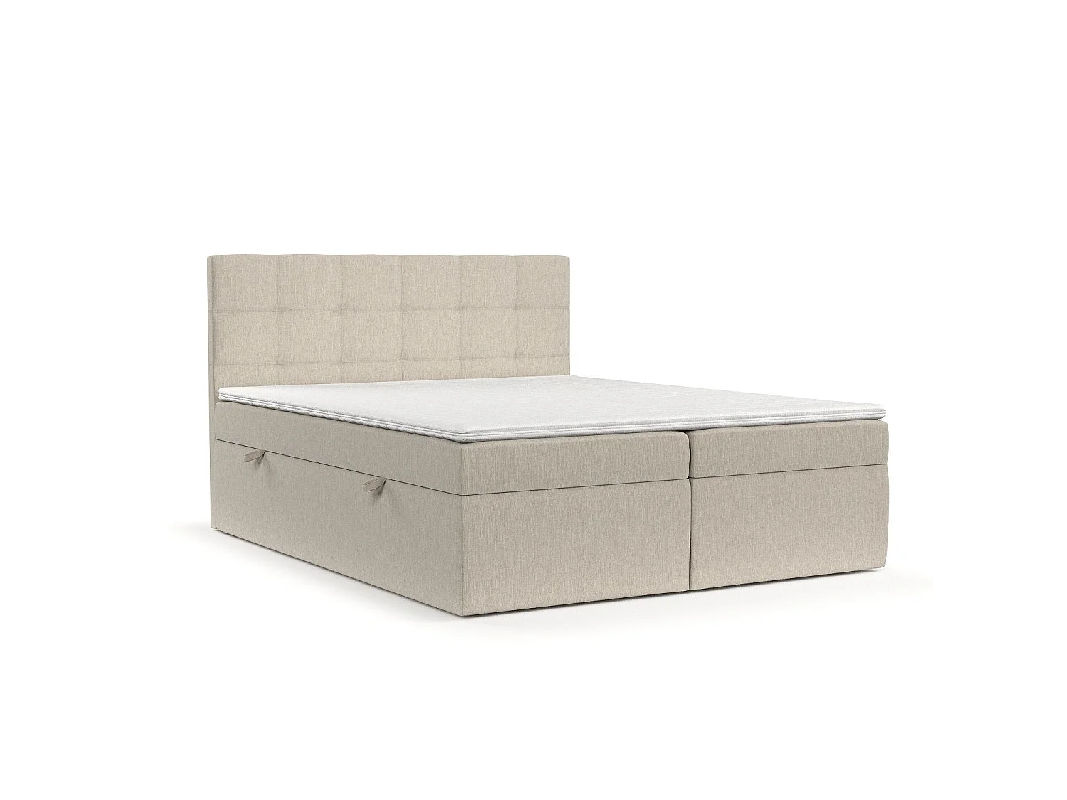 Lit boxspring avec rangement TARI - matelas - surmatelas - 180x200 cm - beige