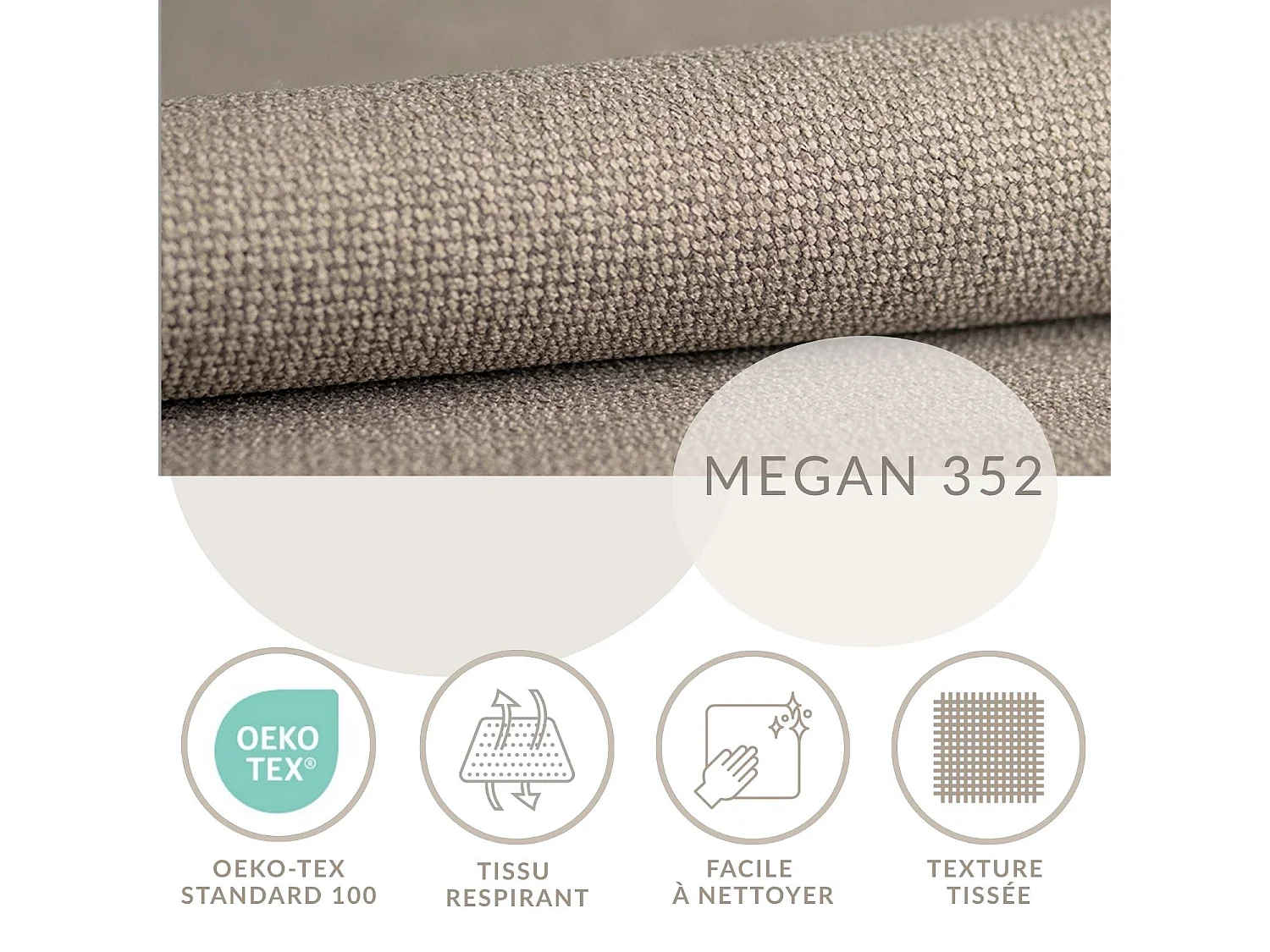 Set compleet bed met hoofdbord + opbergruimte + matrasse + dekmatrasse - 160 x 200 cm - Geweven stof - Lichtbruin - MALLO