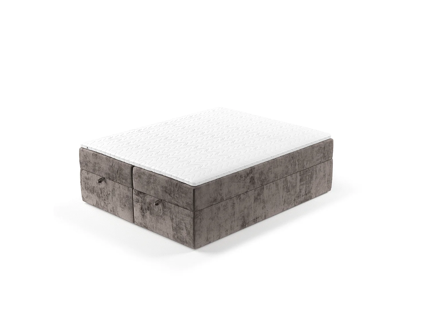 Lit à sommier et coffre de rangement FREJA - matelas - surmatelas - 200x200 cm - brun