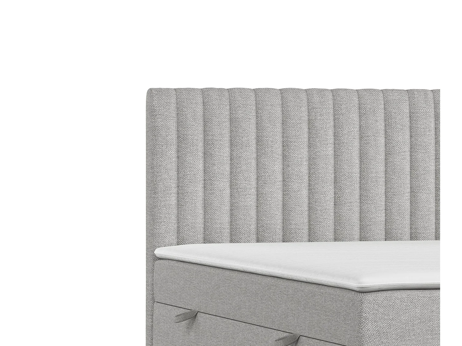 Set compleet bed met hoofdbord + opbergruimte + matrasse + dekmatrasse - 140x200 cm - geweven stof - beige grijs - SPENCER