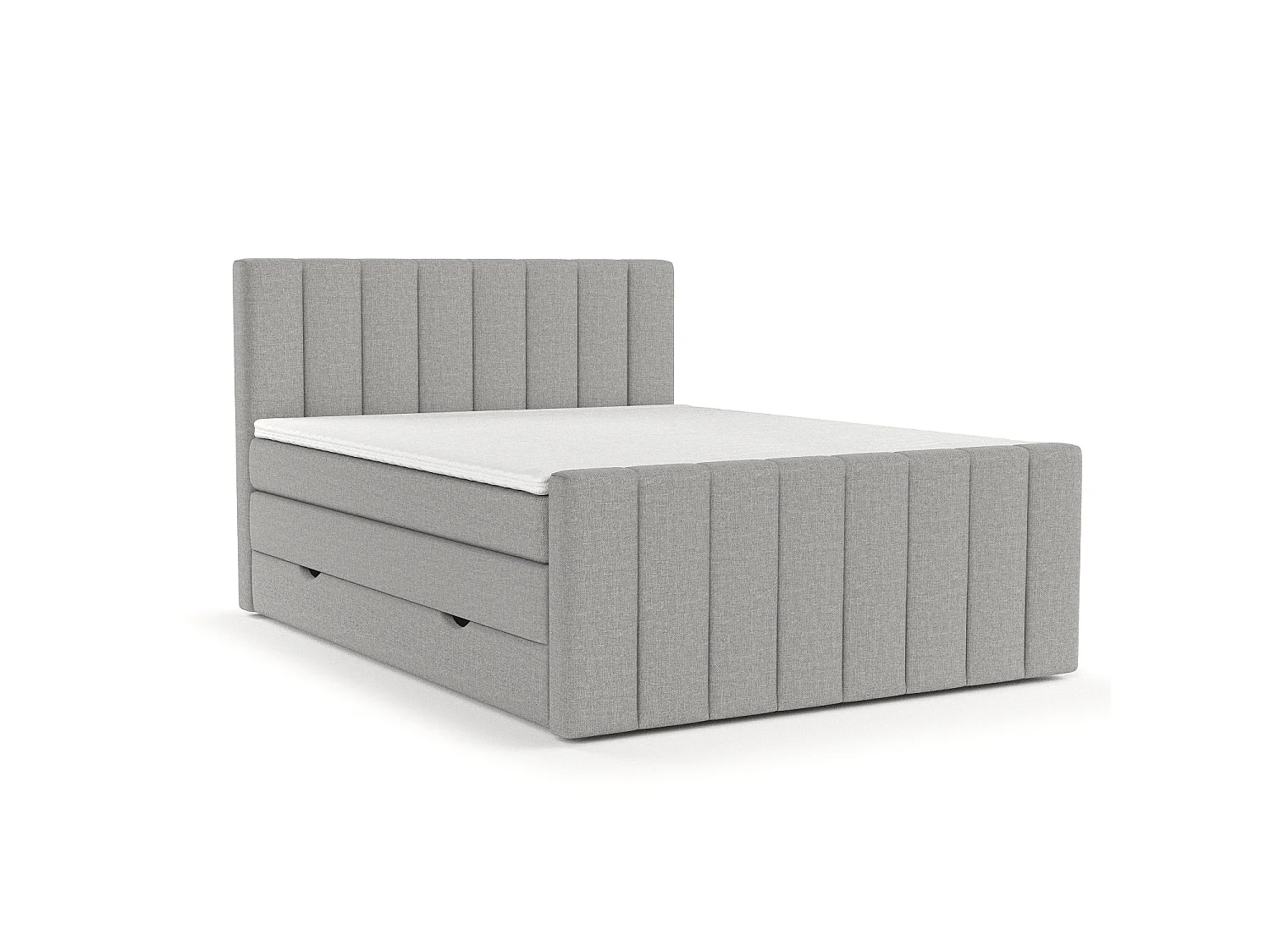 Set compleet bed met hoofdbord + opbergruimte + matrasse + dekmatrasse - 180 x 200 cm - Geweven stof - Grijs - RUBY