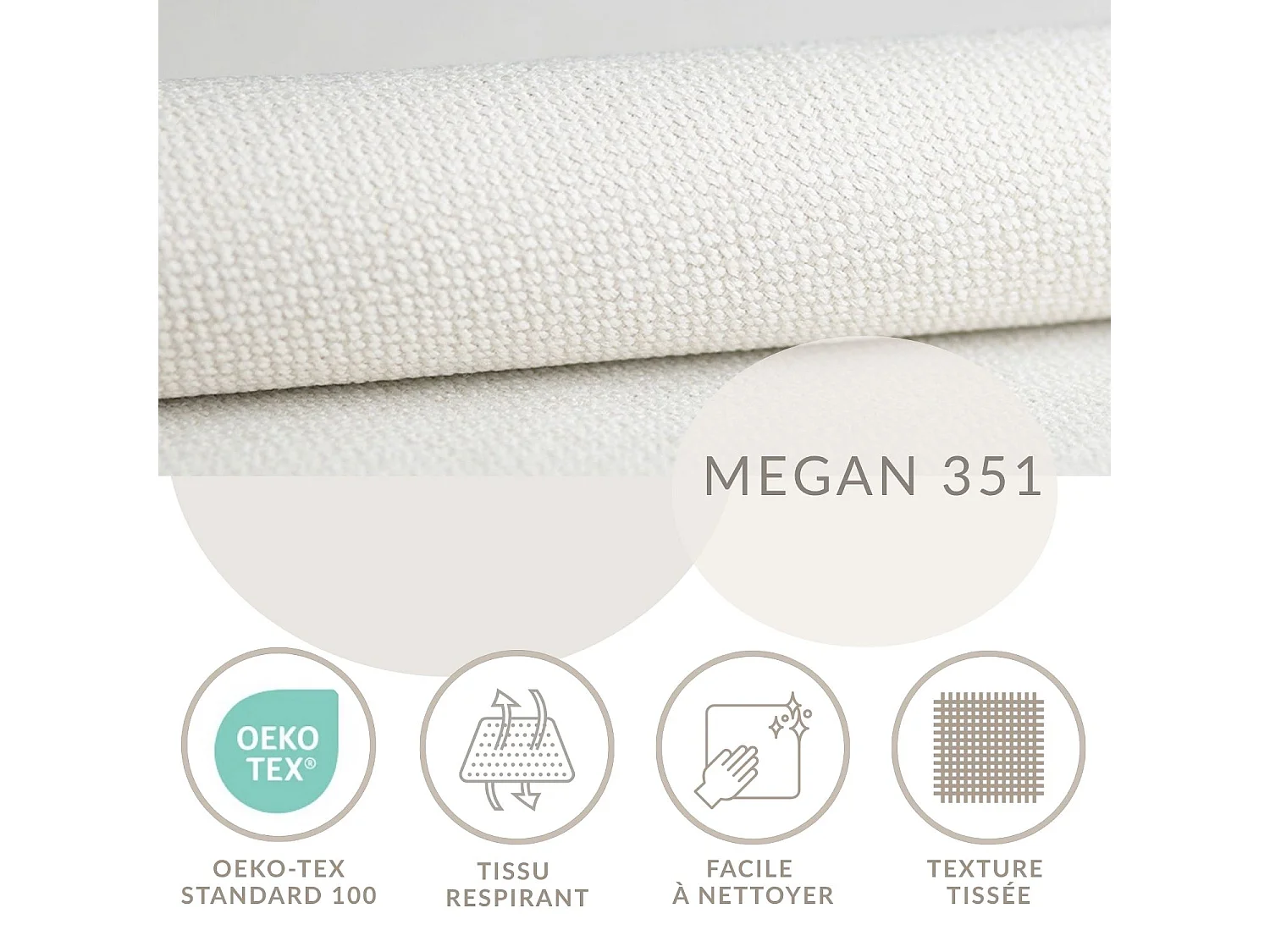 Set compleet bed met hoofdbord + opbergruimte + matrasse + dekmatrasse - 200 x 200 cm - Geweven stof - Creme - MALLO