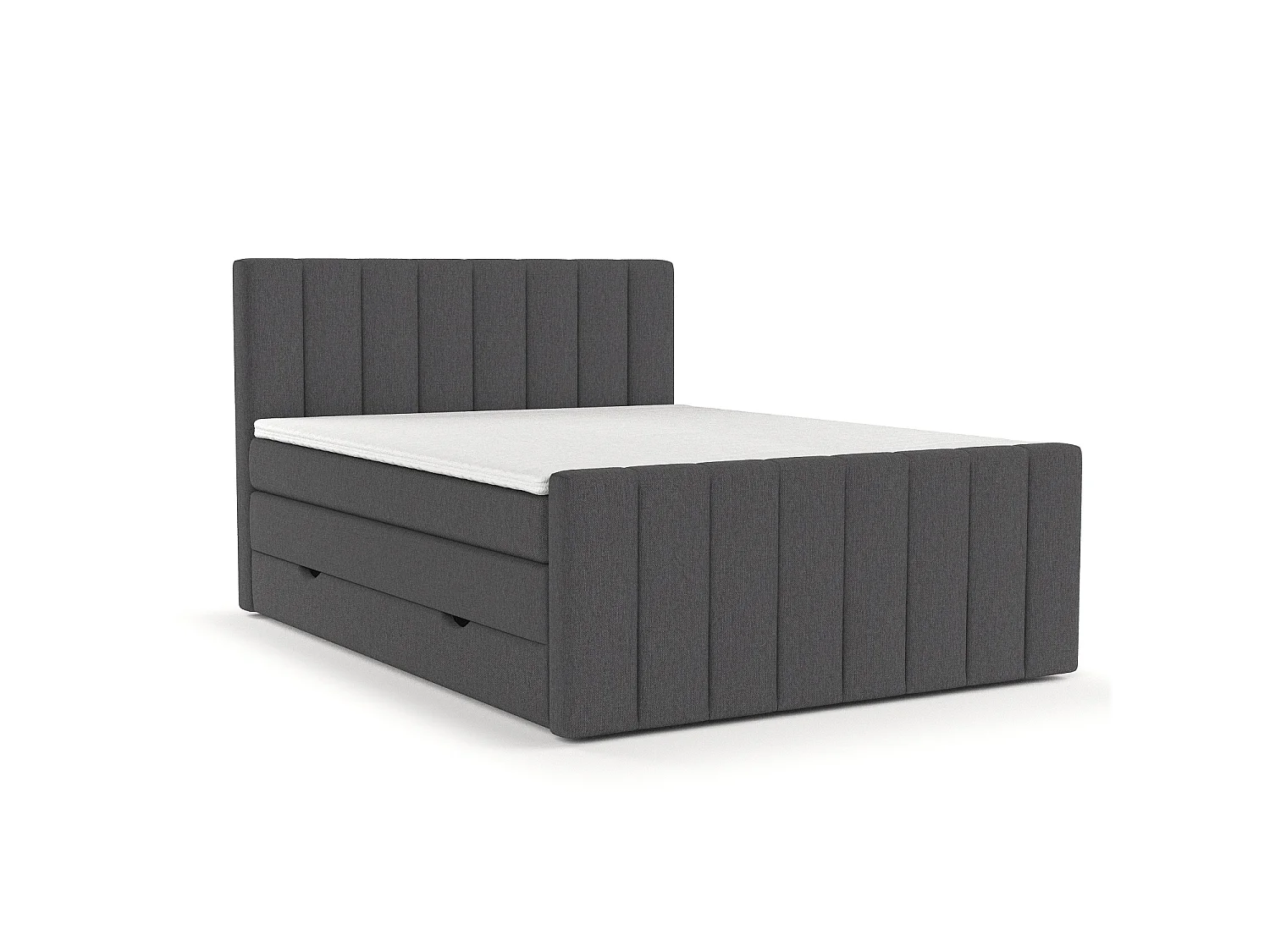 Set compleet bed met hoofdbord + opbergruimte + matrasse + dekmatrasse - 180 x 200 cm - Geweven stof - Grafiet - RUBY