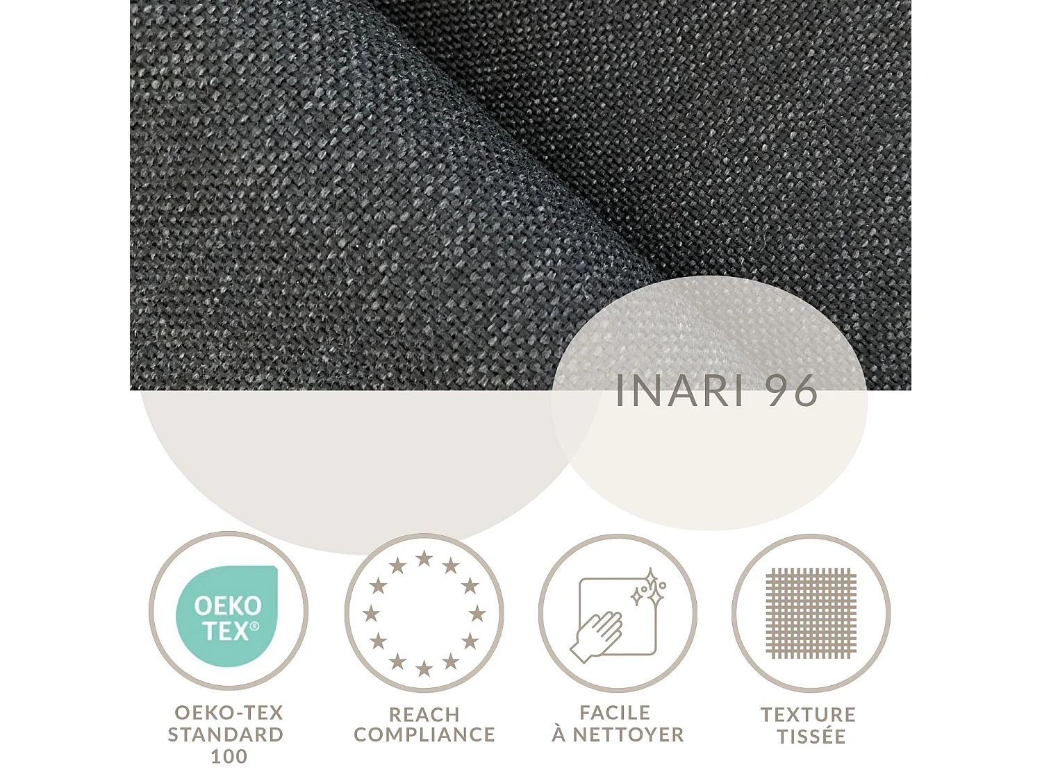 Set compleet bed met hoofdbord + opbergruimte + matrasse + dekmatrasse - 180 x 200 cm - Geweven stof - Grafiet - RUBY