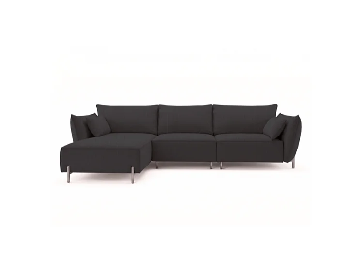 Canapé d’angle de jardin gauche GARDEN en tissu Kanaria 7031 noir