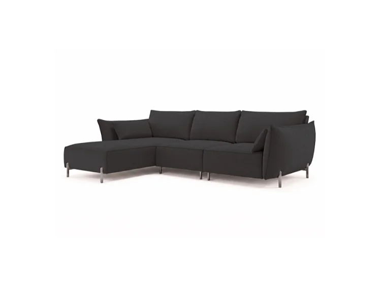 Canapé d’angle de jardin gauche GARDEN en tissu Kanaria 7031 noir