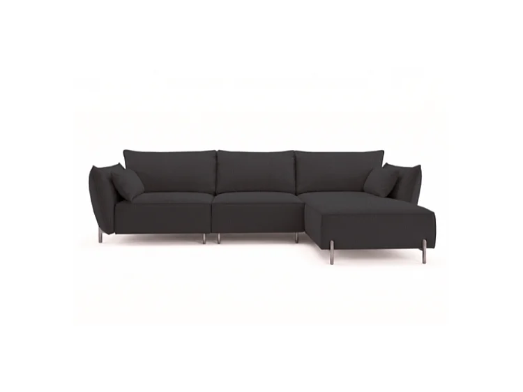 Canapé d’angle de jardin droit GARDEN en tissu Kanaria 7031 noir