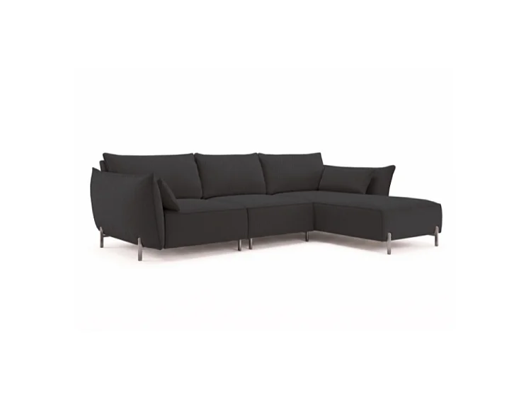 Canapé d’angle de jardin droit GARDEN en tissu Kanaria 7031 noir