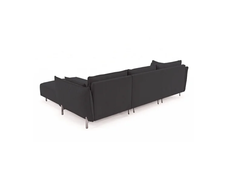 Canapé d’angle de jardin droit GARDEN en tissu Kanaria 7031 noir