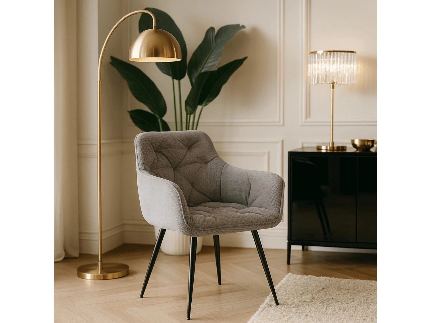 MODESTO Dining Chair Grey Fabric