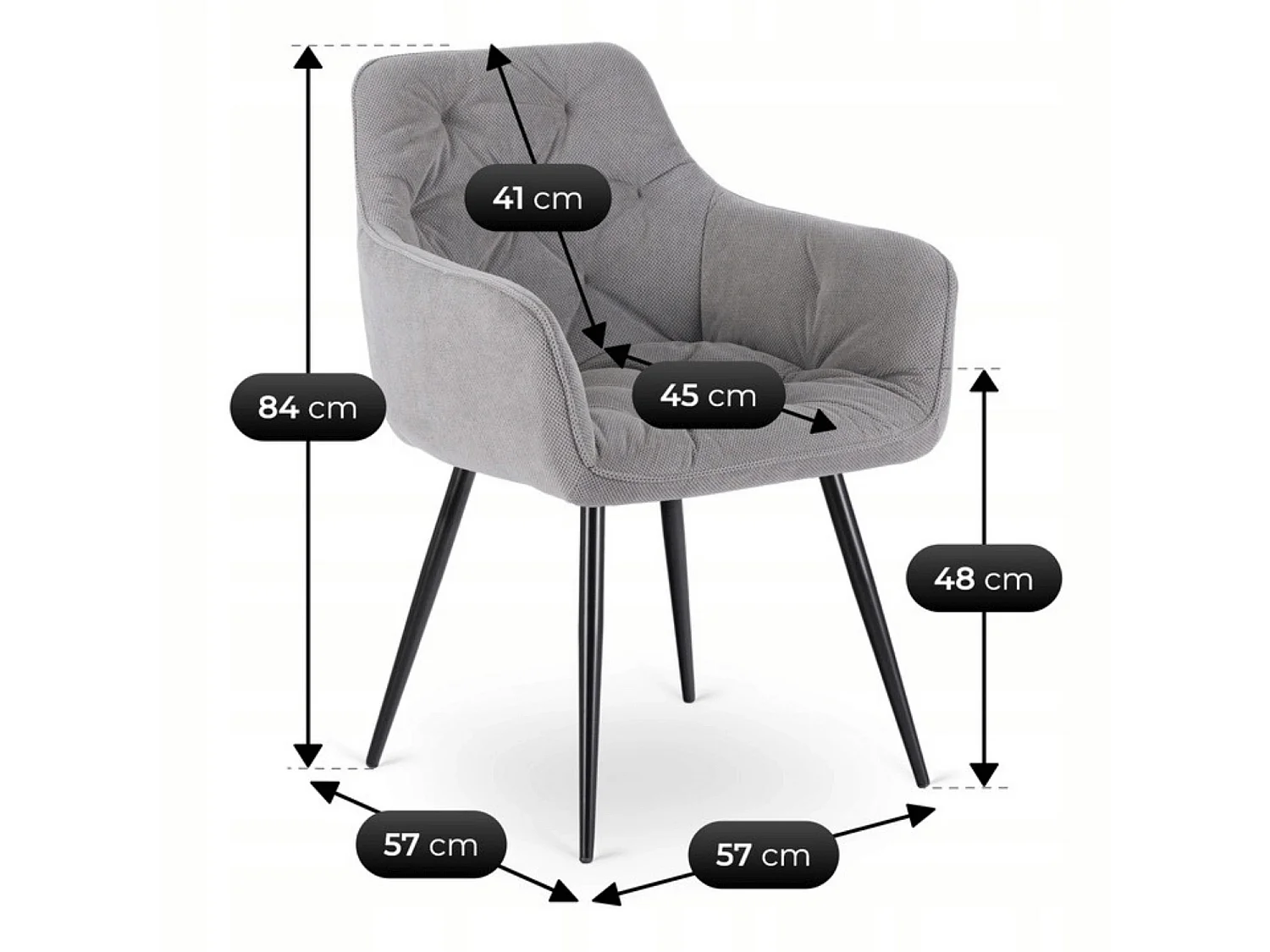 MODESTO Dining Chair Grey Fabric