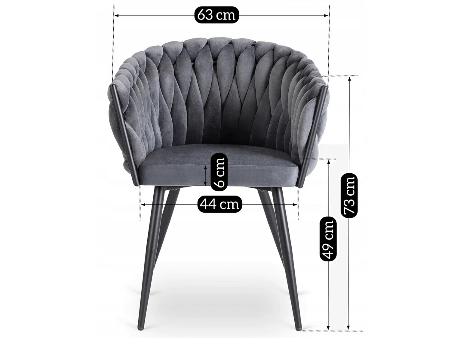 Dining Chair ELENA Grey Velour