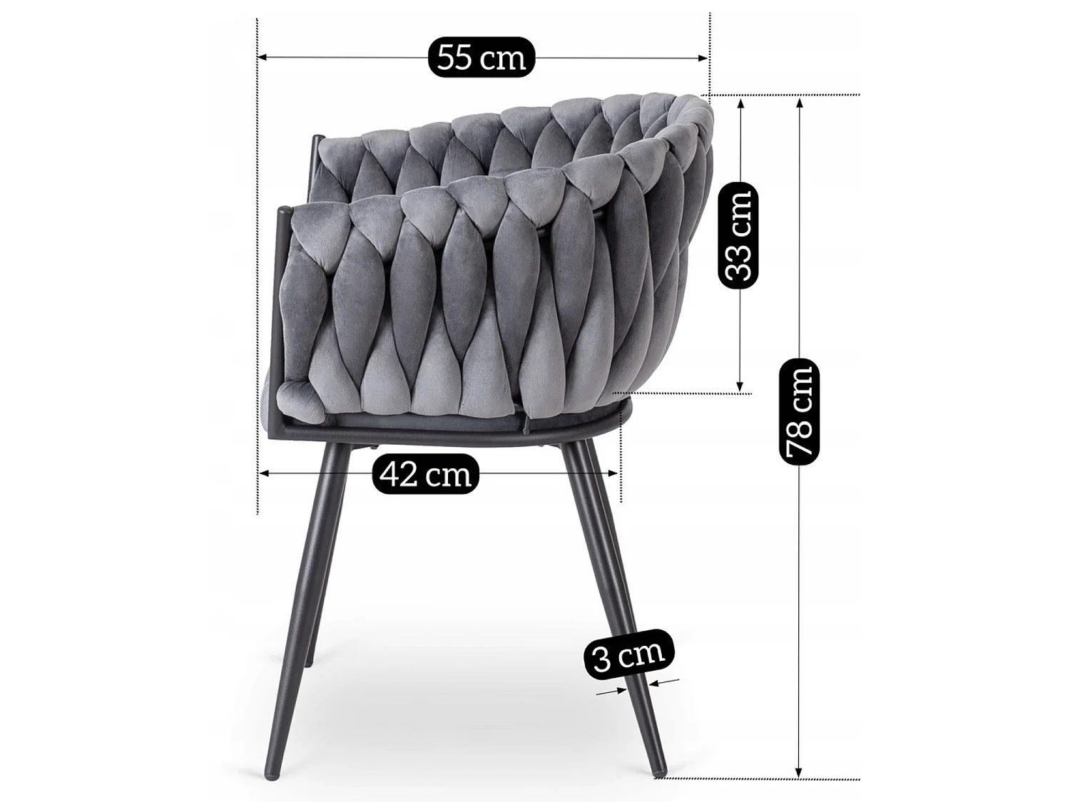 Dining Chair ELENA Grey Velour