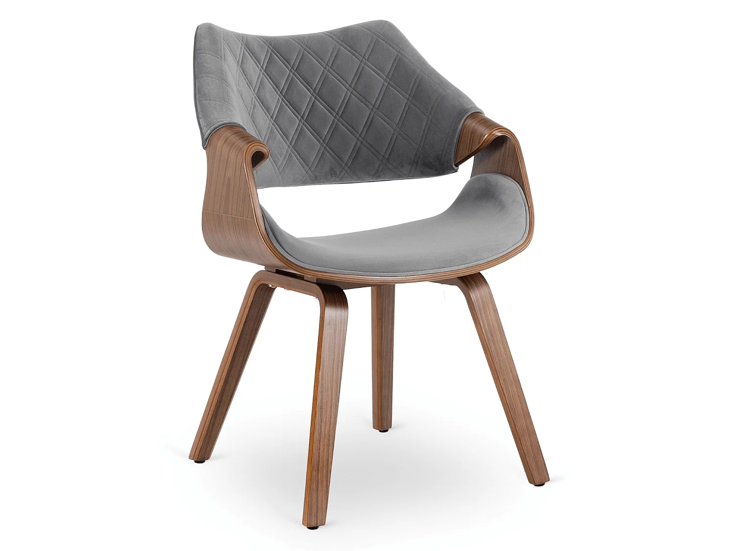 Dining Chair LUISE Grey/Walnut Velour