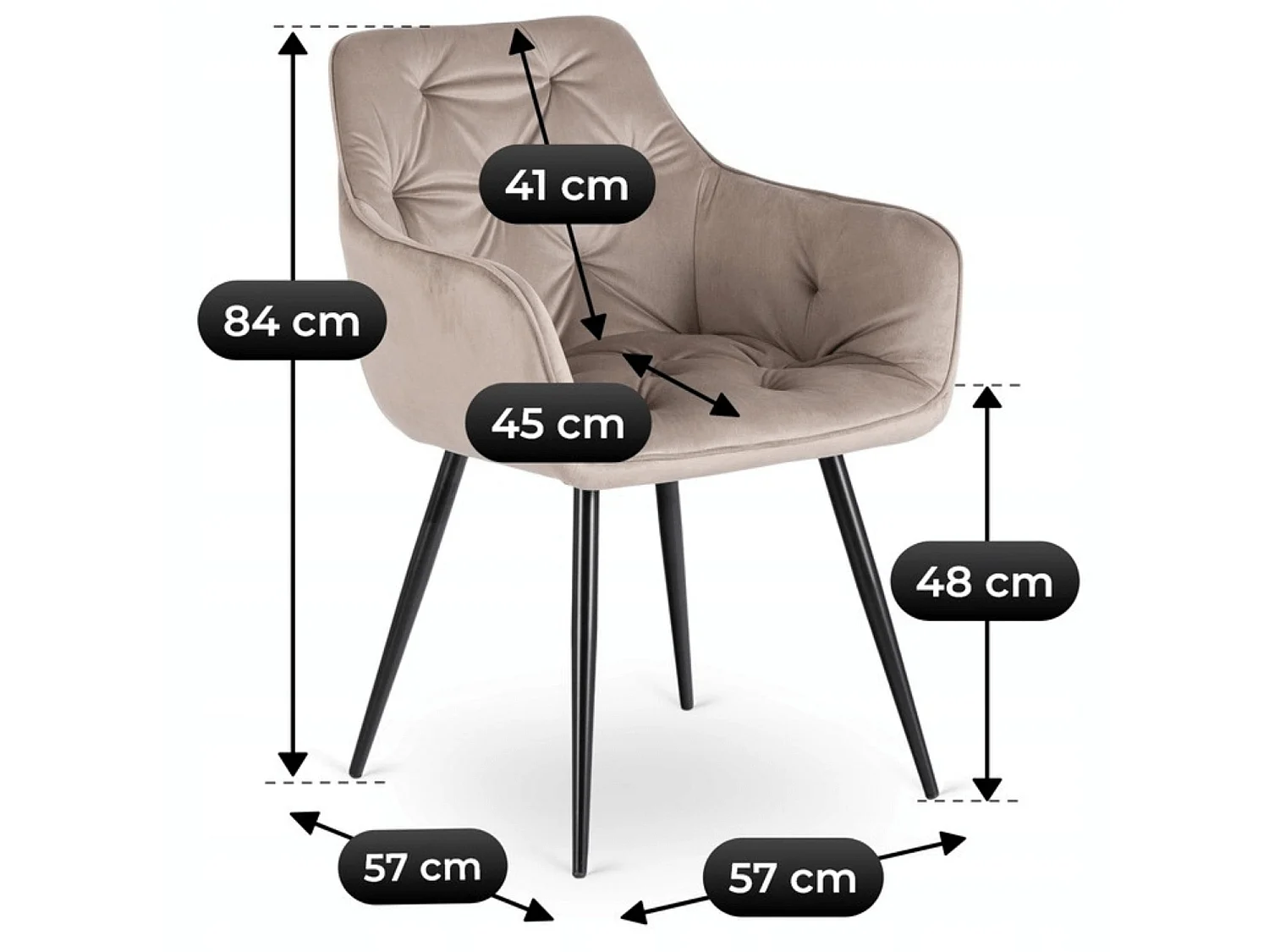 MODESTO Dining Chair Beige Velour