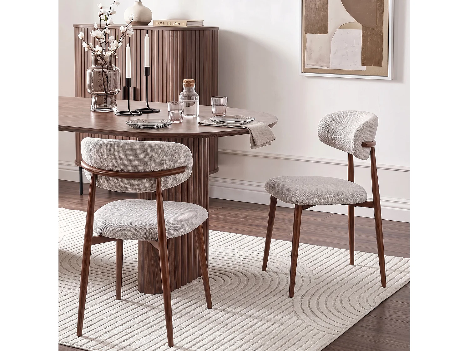 Dining Chair FLAVIO Walnut/Grey