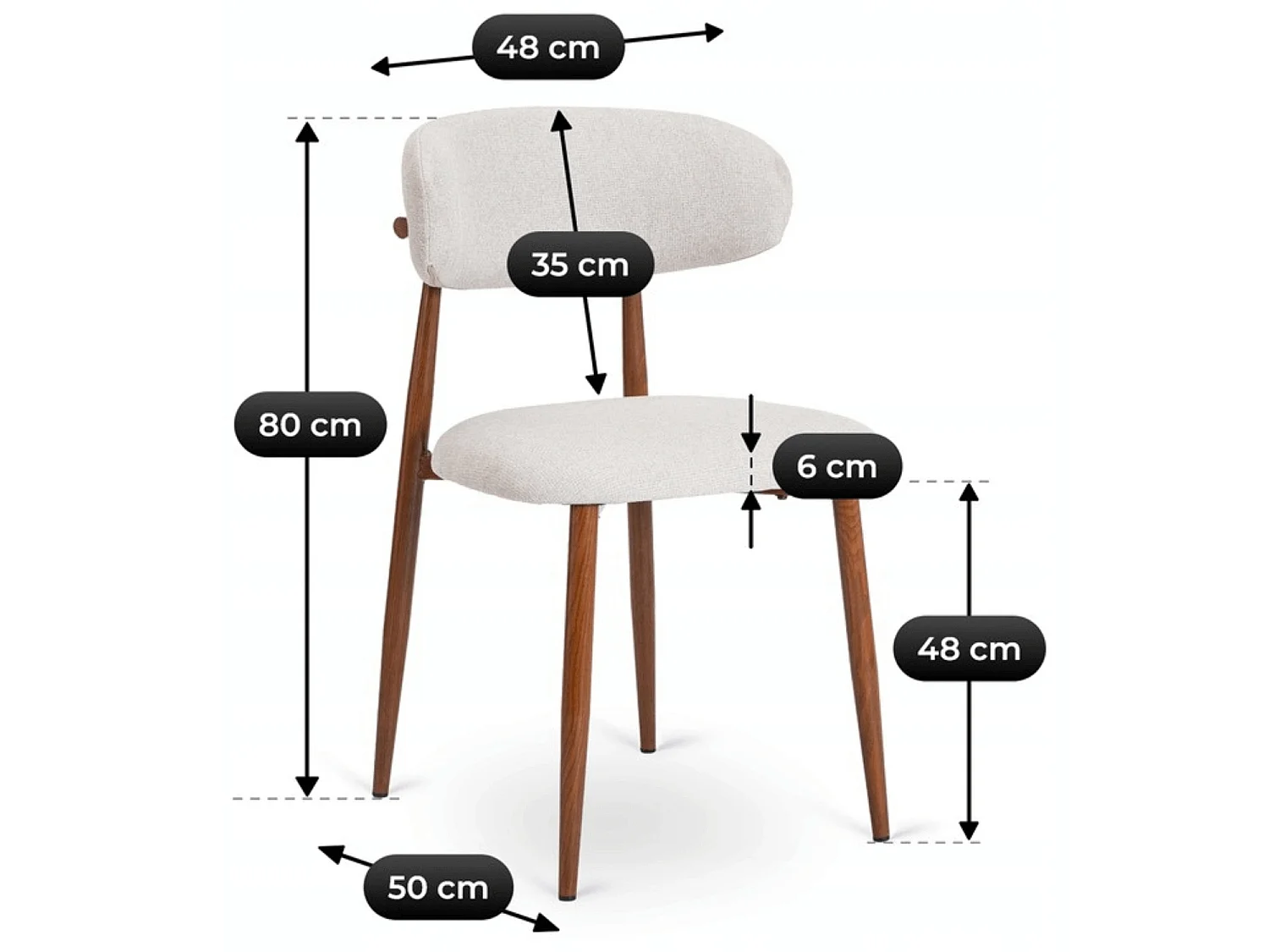 Dining Chair FLAVIO Walnut/Grey