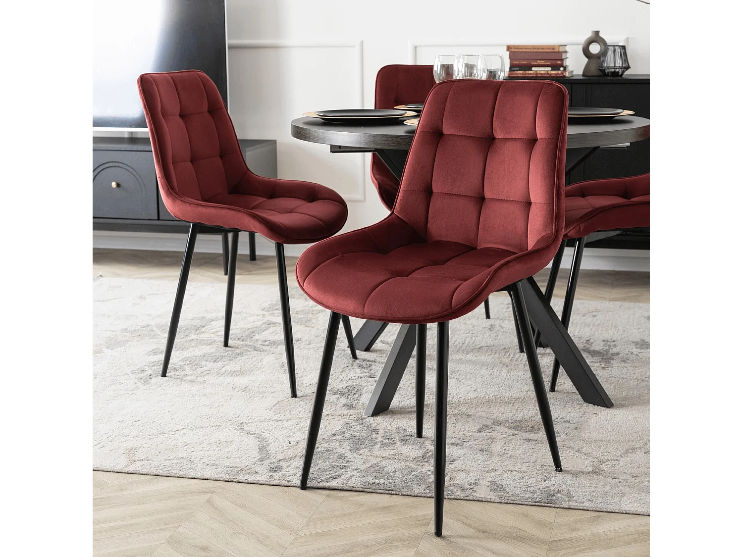 CHRIS Dining Chair Burgundy Velour