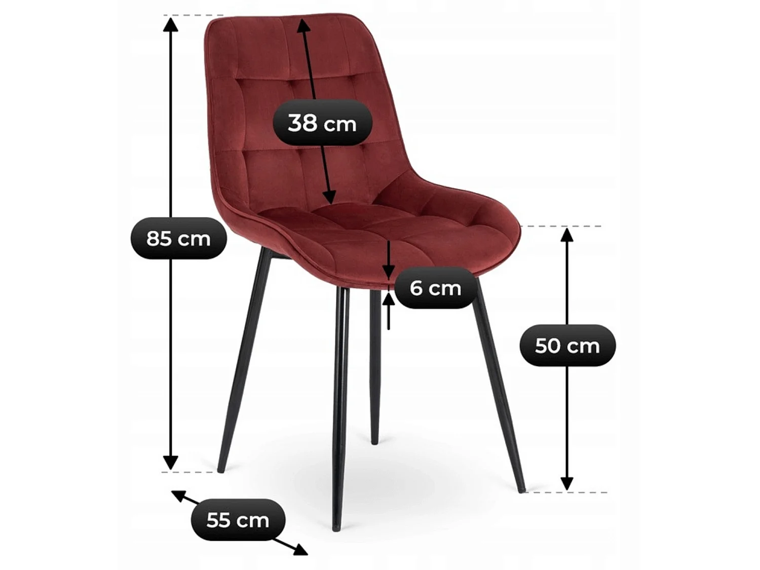 CHRIS Dining Chair Burgundy Velour