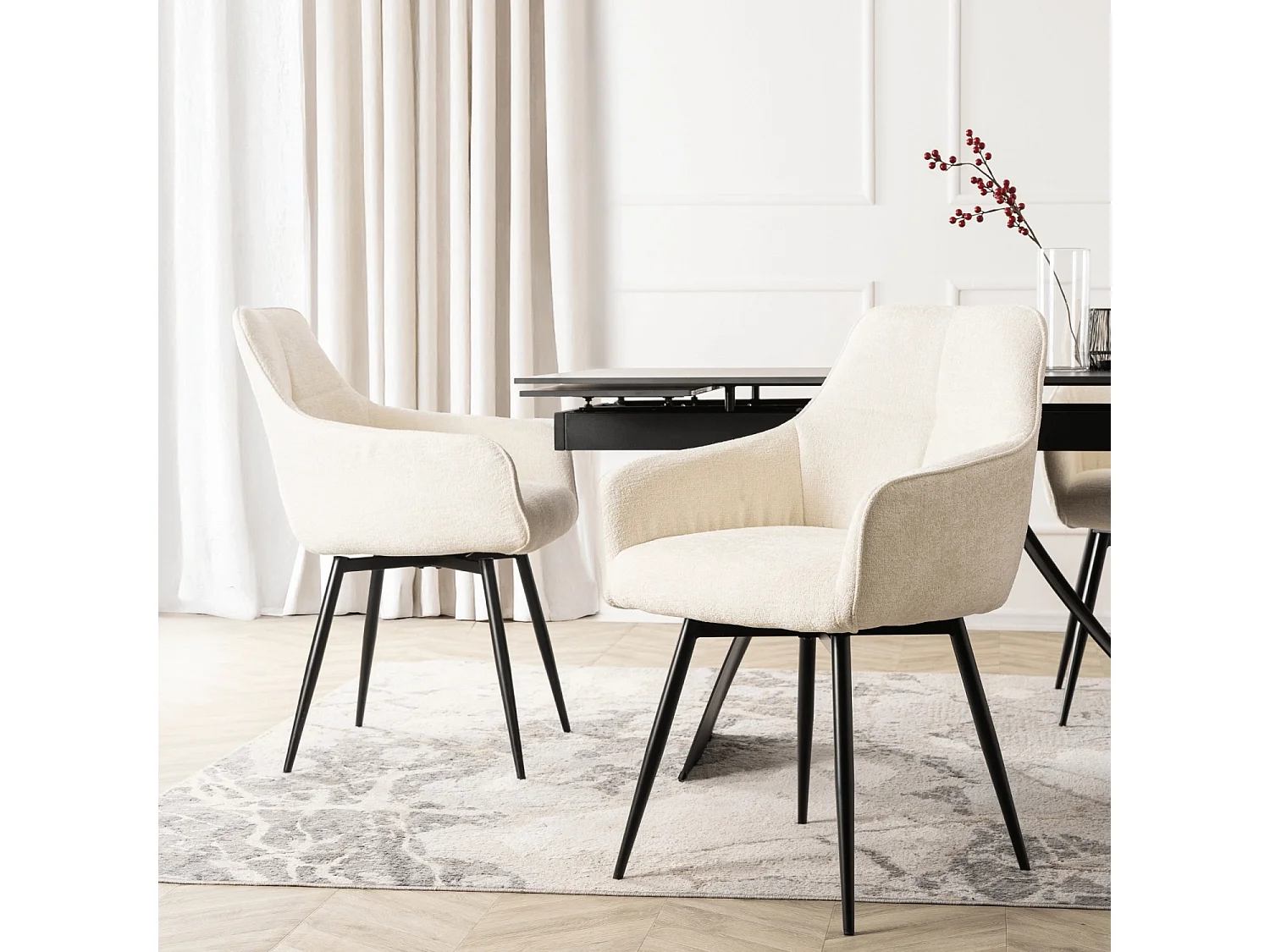 LARISA Dining Chair Cream Upholstered