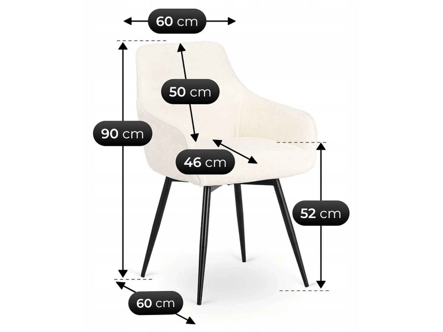 LARISA Dining Chair Cream Upholstered