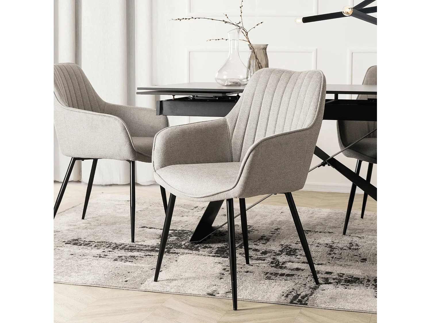 Dining Chair MALAGA Grey Upholstered